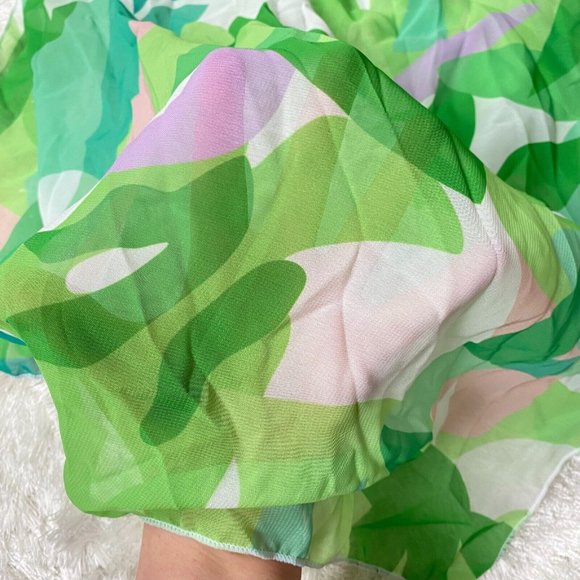 New Triangle String Bikini Set XL Matching Sarong Green Abstract print. - Picture 8 of 12